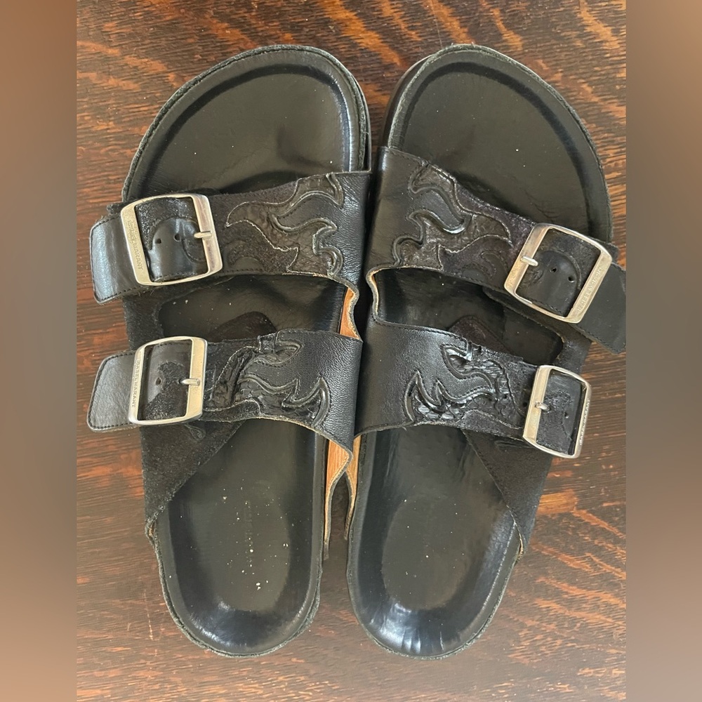 ISABEL MARANT Etoile Black Buckle Sandal Slides